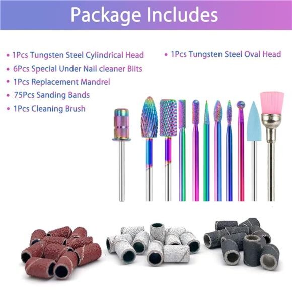 Nail Drill Bits, 10Pcs 3/32 inch Tungsten Carbide Drill Bit Set, - Picture 5 of 7